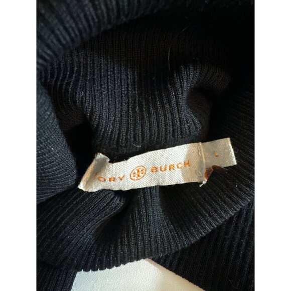 Tory Burch Black Turtleneck Ribbed Sweater L - Picture 4 of 6